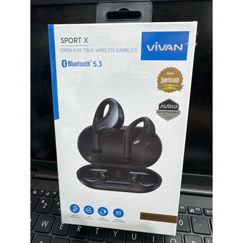 HEADSET VIVAN SPORT X OPEN EAR TRUE WIRELESS EARBUDS TWS ORIGINAL IP65 WATERPROOF ENVIRONMENTAL NOIS