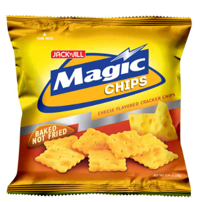 

Biskuit renyah rasa keju impor Filipina MAGIC CHIPS CHEESE BBQ Baked not Fried 28G
