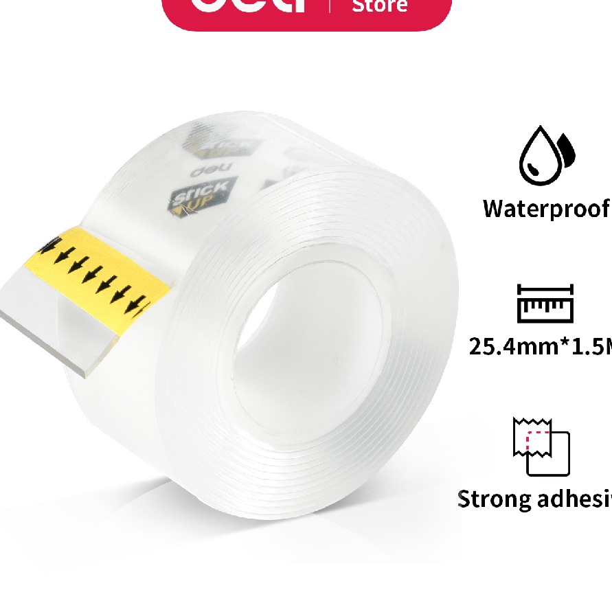 

V44859 Deli double sided tape dua sisi transparan 1 roll kartu EA3521