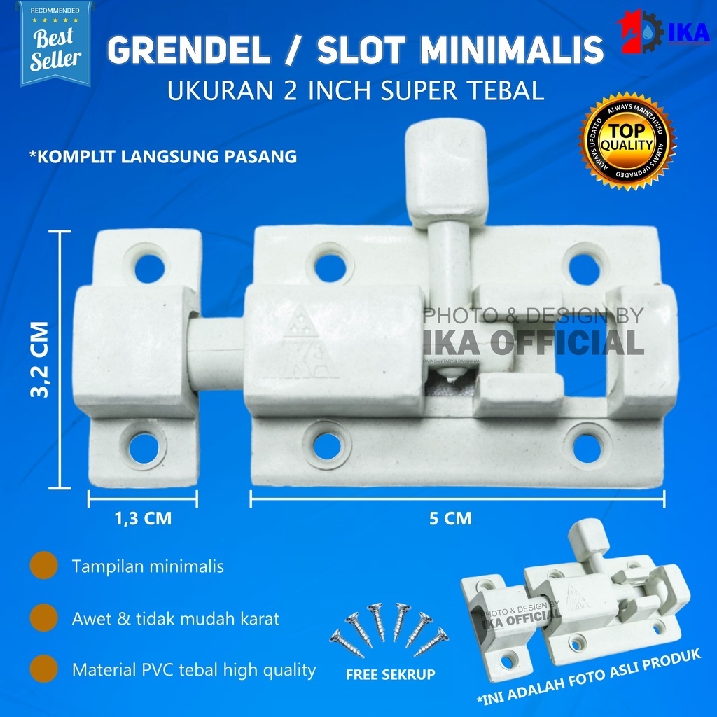 Grendel Jendela pvc / Grendel Pintu / Slot Selot plastik tebal minimalis anti karat wc lemari / TERM