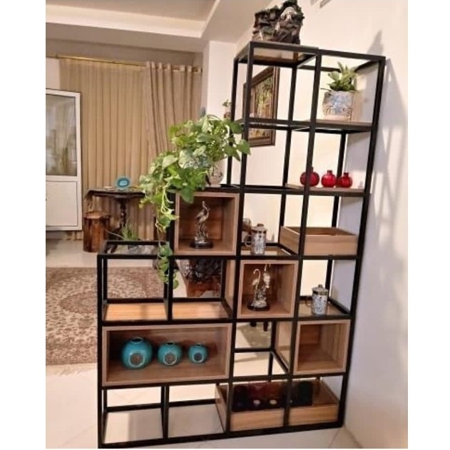 Rak Besi Sekat Ruangan Besi Industrial Partisi Ruang Rak Pajangan Rak Hias Tanaman BISA CUSTOM Bengk