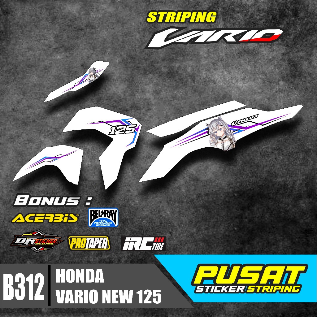 Sticker Aksesoris Bodi Motor Vario 125 NEW - Stiker Honda Vario New 2023  Variasi Desain Anime