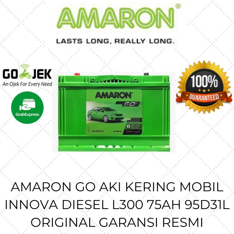 AMARON GO Aki Kering MOBIL INNOVA FORTUNER DIESEL PEUGEOT 604 L300 Ford Ranger 75Ah Ampere GO 95D31L