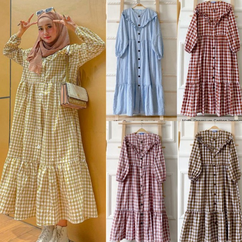 Belanja disini Midi Reyna Dress Hayya Gingham Tarta Midi warna lengkap