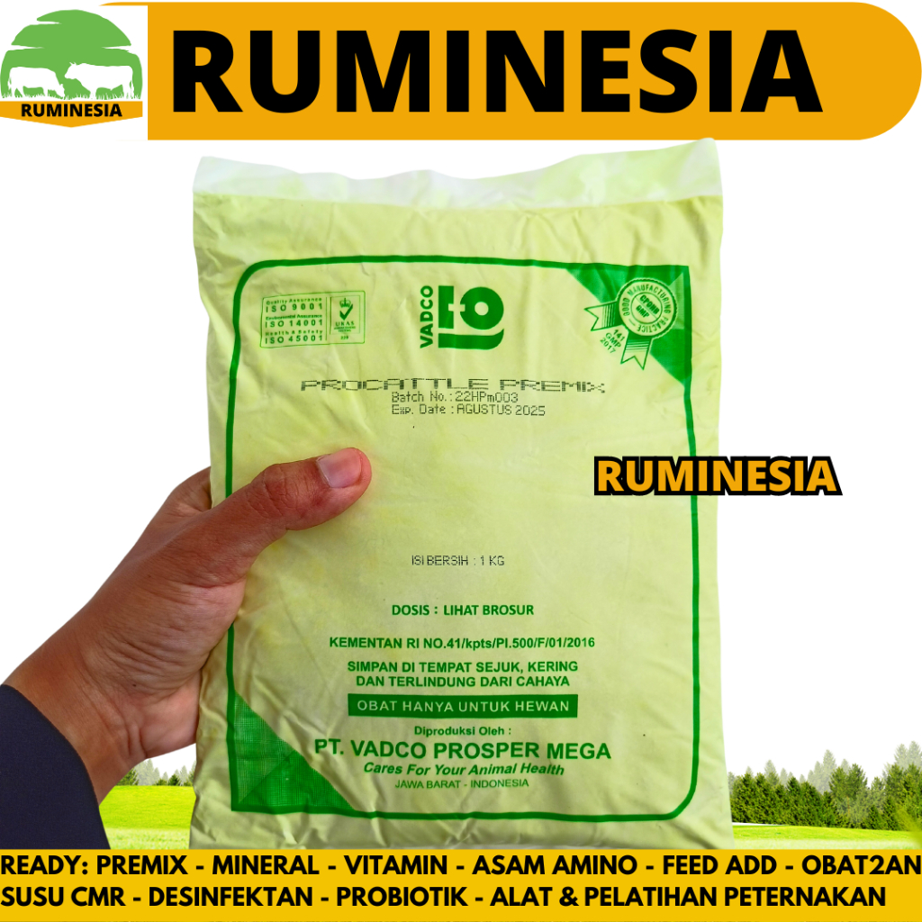 PROCATTLE PREMIX 1 Kg VADCO - PRO CATTLE Premix VADCO Vitamin Mineral Sapi Potong Perah Kambing