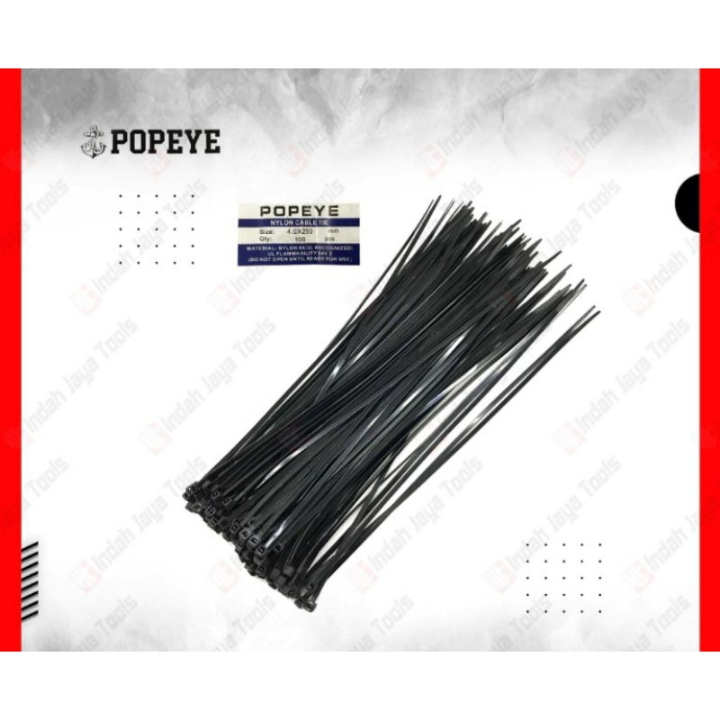 

POPEYE Cable Ties 25 cm HITAM Kabel Tie Pengikat Strap 250 mm (GNB)