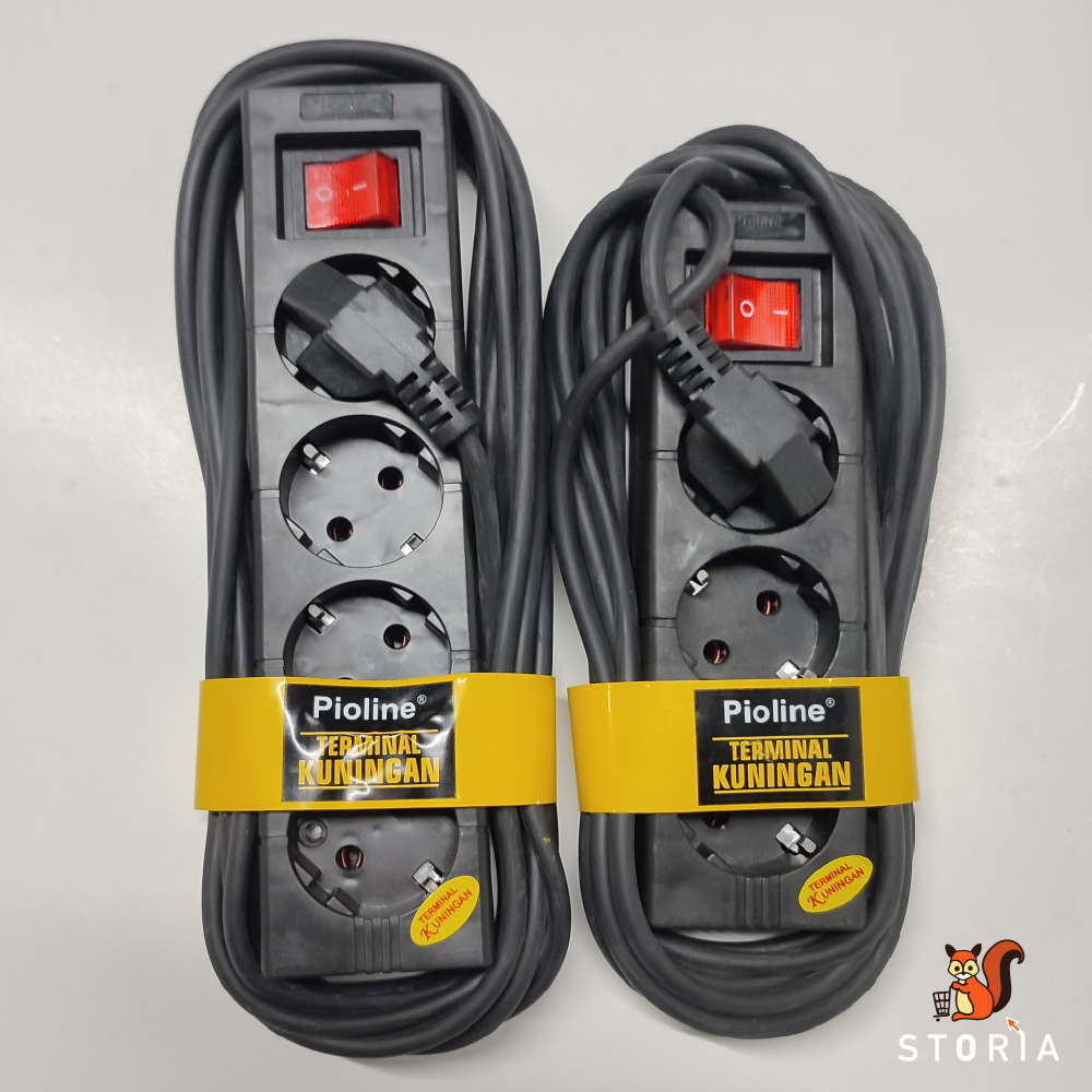 Stop kontak / Sambungan Kabel / Colokan Listrik 4 Lubang Pioline Balck Panther / Stop Kontak Hitam