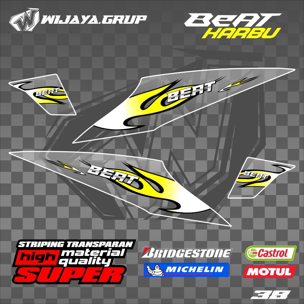 Striping Beat karbu honda transparan uv maxdecal premium,striping beat karbu beat lama beat modifika