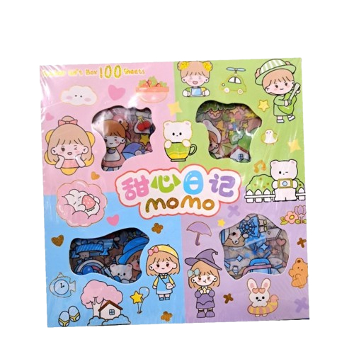 

Sticker Momo Warna Warni 4 Warna 100 Lembar / Sticker Momo Box Isi 100 Lembar / Stiker Momo Waterproof Rainbow 100 Lembar 4 Warna