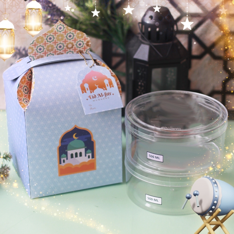 

Box Hampers Lebaran / Idul Fitri - Kubah Violet uk 14x14x14 cm muat 2 Toples biggy 500 gr