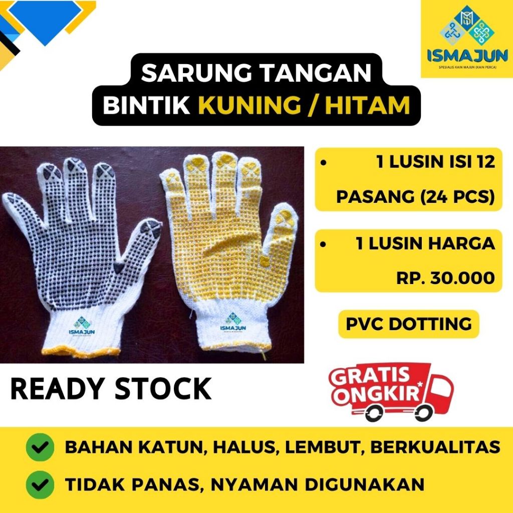 SARUNG TANGAN BINTIK KUNING / SARUNG TANGAN BINTIK HITAM (SARUNG TANGAN BINTIK KUNING / HITAM)