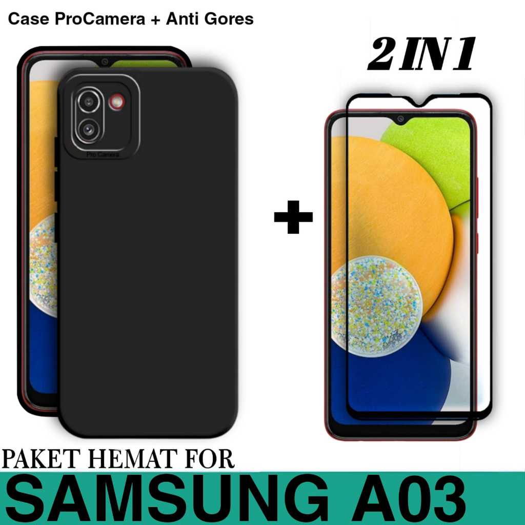 CASE SAMSUNG GALAXY A03 SOFT CASE AERO FREE TEMPERED GLASS PREMIUM