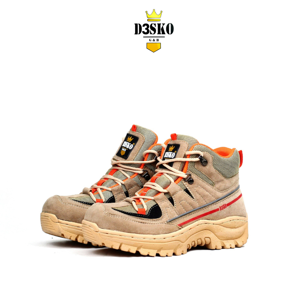 Official D3Sko G&B - Sepatu Boots Pria D3Sko Pedro Safety Pria Ujung Besi Warna Cream Orange