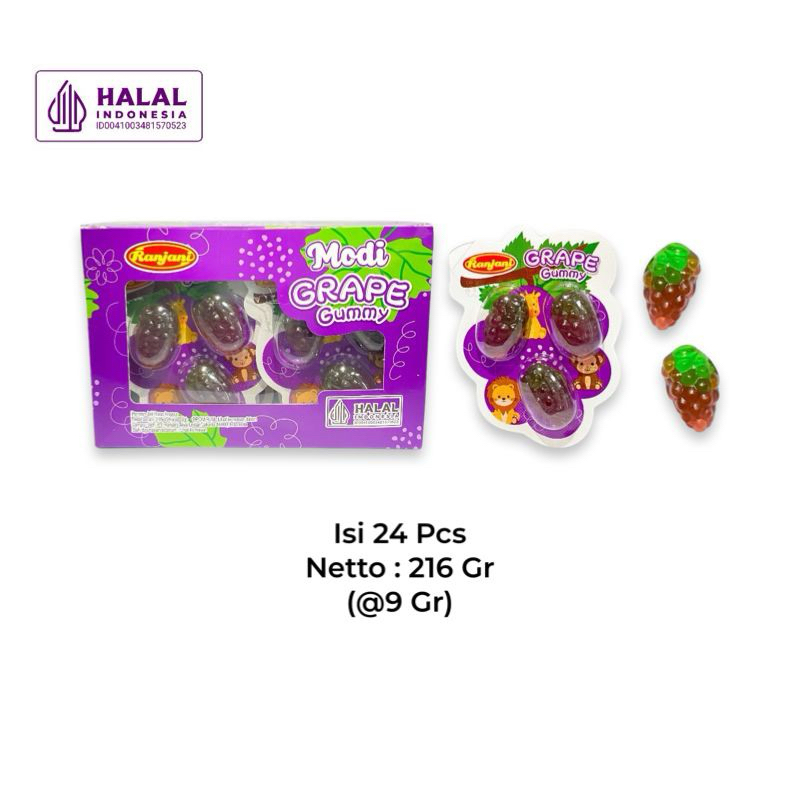 

GROSIR - Permen Anggur Lunak 24 X 9 Gr Rasa Grape - Grape Gummy Candy