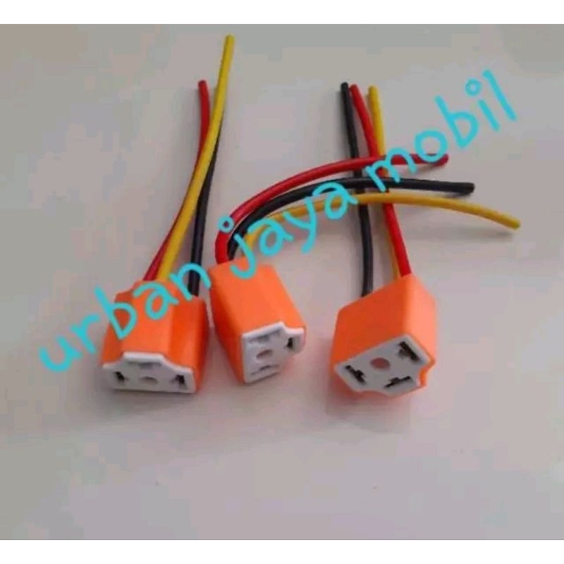 Soket lampu H4 halogen lampu depan bahan keramik anti panas universal mobil