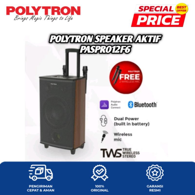 POLYTRON SPEAKER AKTIF PASPRO12F6 PORTABLE SPEAKER 12 INCH GARANSI RESMI