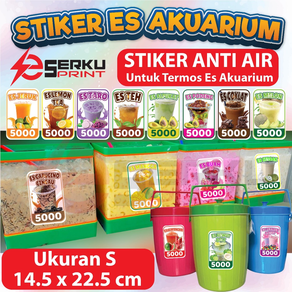

Stiker Es Aquarium Stiker Termos ES Anti Air ukuran 14.5 x 22.5 cm Bisa Edit harga