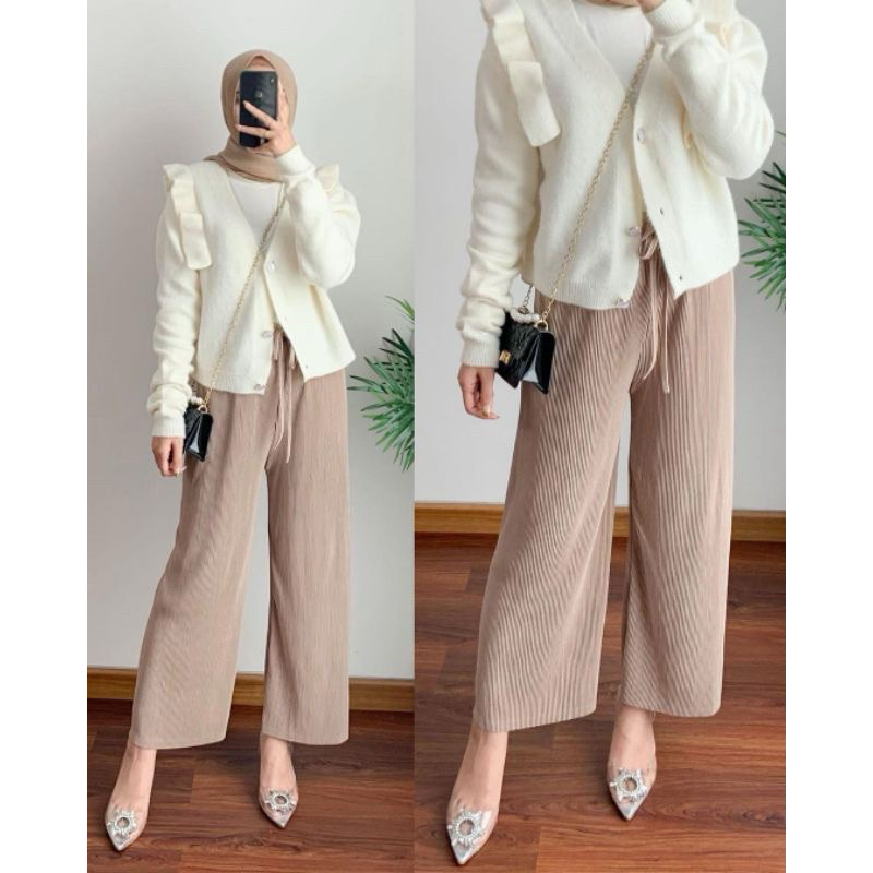 KULOT LIDI PREMIUM/ KULOT PLISKET IMPORT/ KULOT PENSIL WANITA HITAM JUMBO KEKINIA