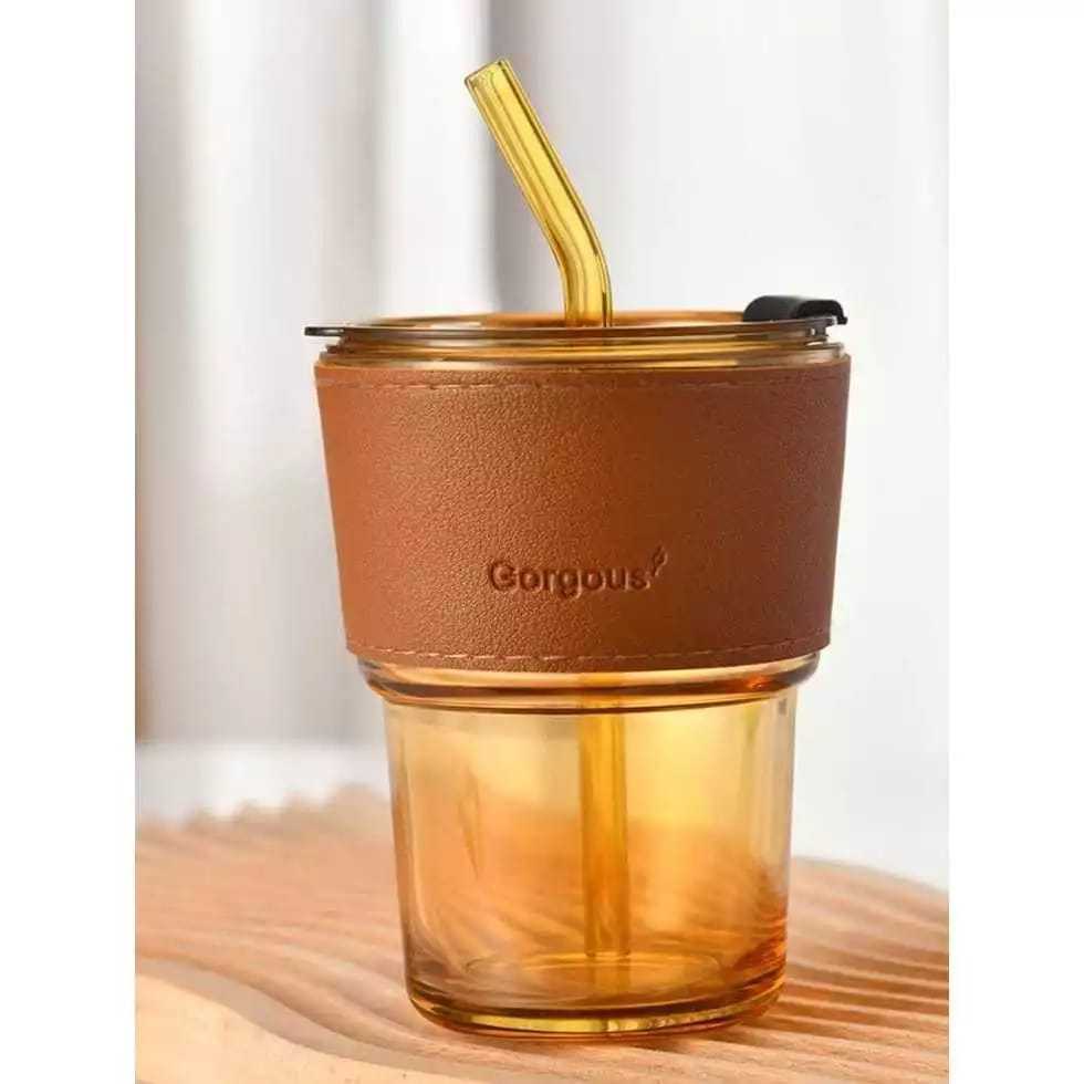 Tumbler Gelas Kaca Aesthetic/Souvenir Gelas/Gelas Kaca Sedotan/Souvenir Pernikahan/Hampers lebaran