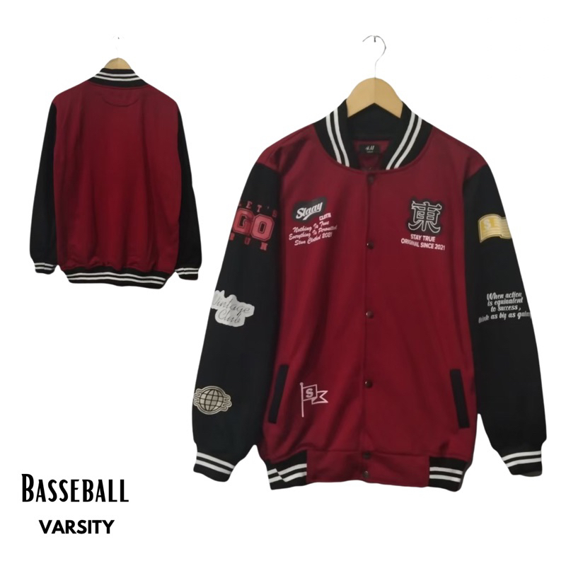 Jaket Varsity Pria / Jaket pria / Jaket Premium / Basseball varsity Flecce Motif