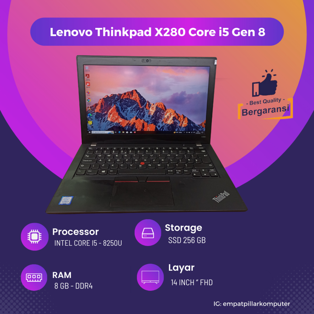 Lenovo Thinkpad X280 intel Core (i5 Gen 8, Gen 7)