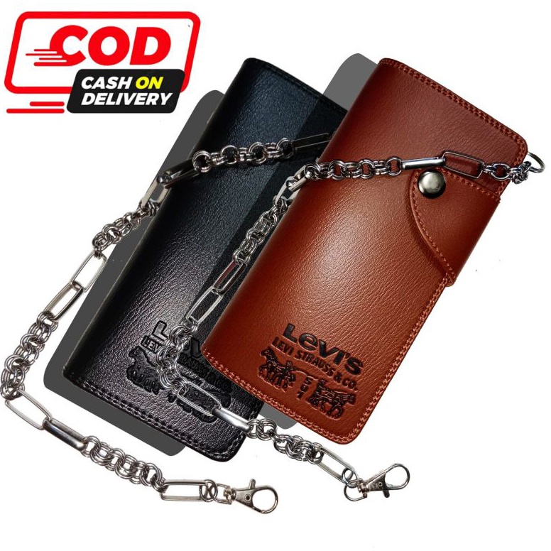 Berkualitas Dompet Pria Ukuran Panjang  Rantai Dompet Kulit Sintetis Premium