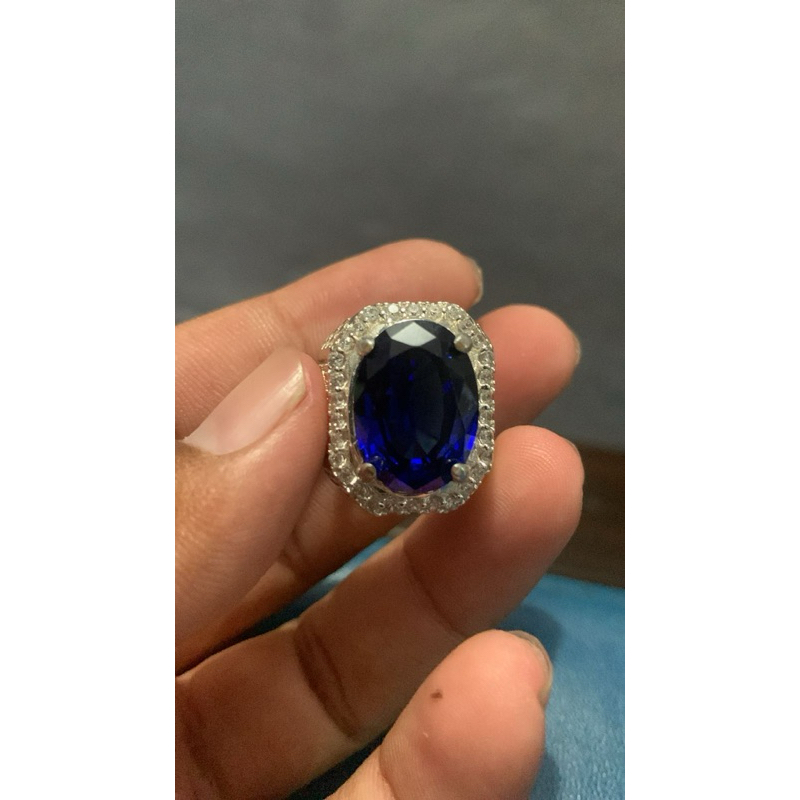 cincin batu akik safir biru