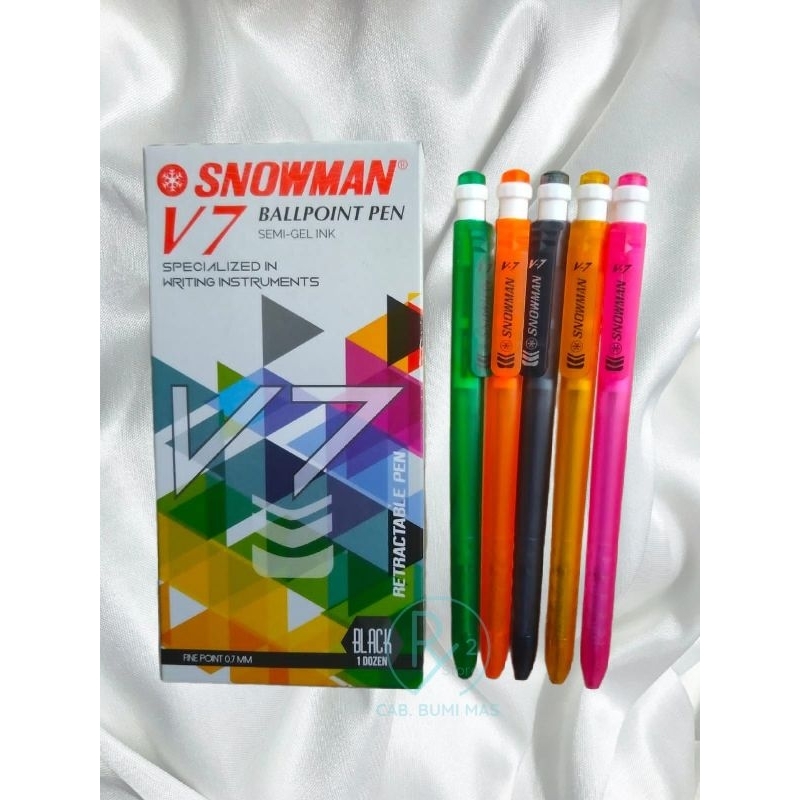 

(12 PCS) PULPEN SNOWMAN V7 SEMI-GEL INK PACK