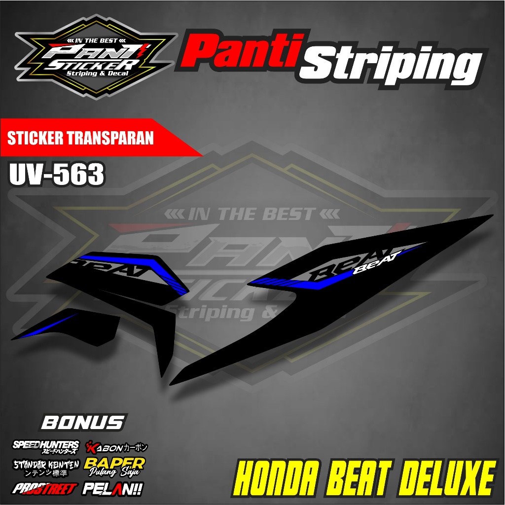 STICKER MOTOR STRIPING TRANSPARAN LIST HONDA BEAT DELUXE 2020,2021,2022,2023 SIMPLE ELEGANT TERLARIS