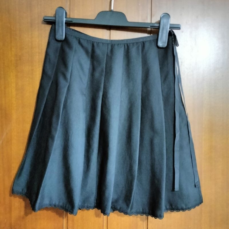 Rok skirt midi tenis hitam pekat fashion