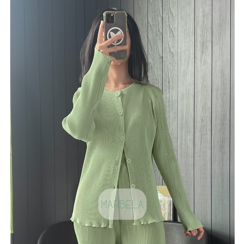 Belanja Nyaman A 1 MBL Blouse Wavy Plisket Lidi  Cardigan Plisket