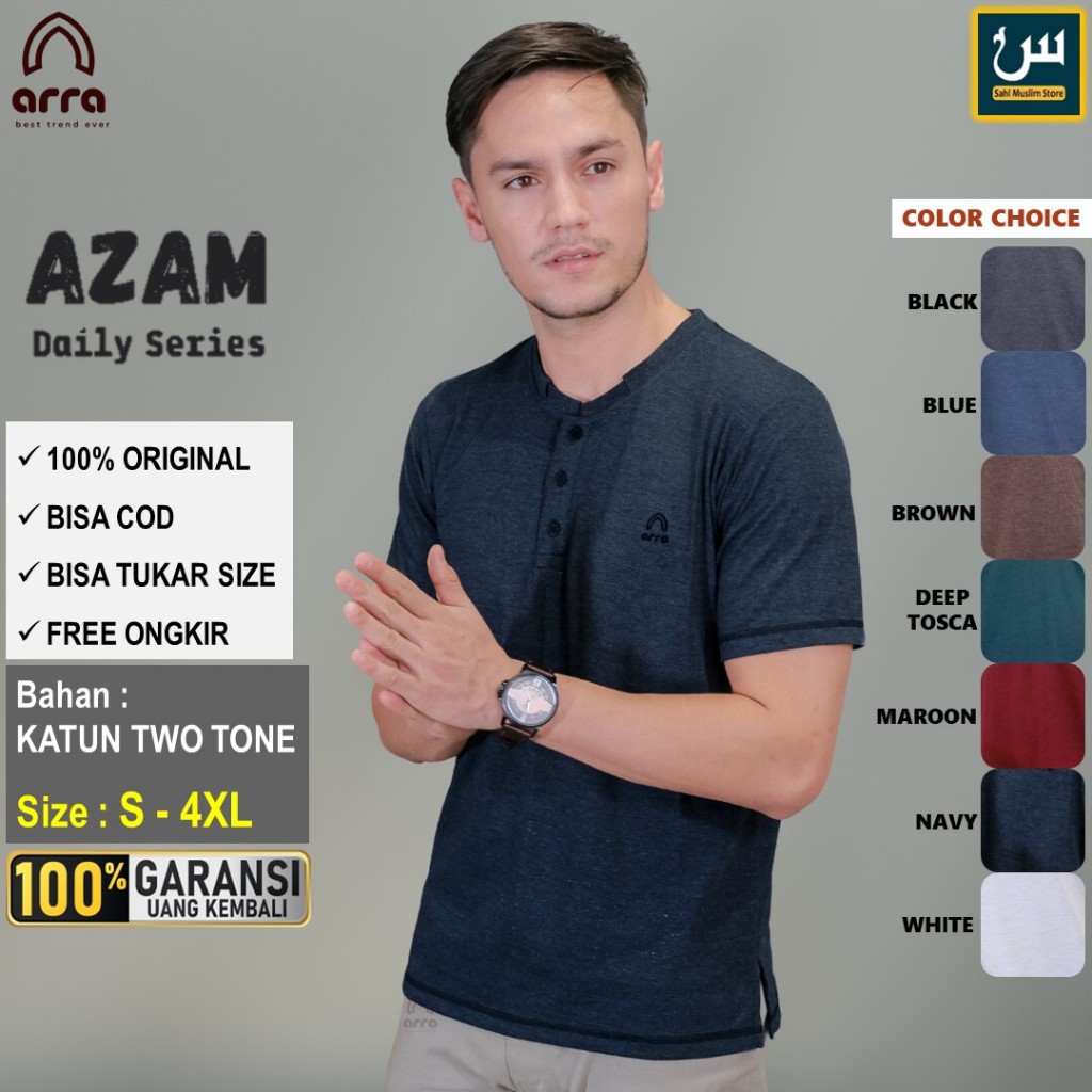 Azam Baju Kaos Koko Bahan Kaos Katun Two Tone Pria Dewasa Lengan Pendek Premium Big Size Jumbo Warna