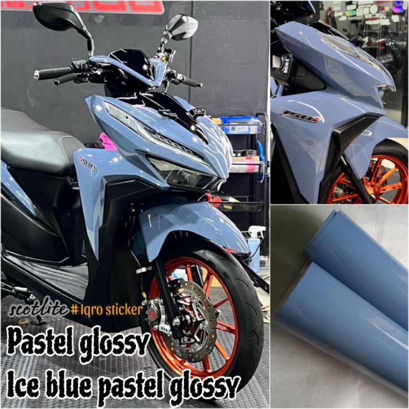 STICKER SCOTLITE ICE BLUE PASTEL GLOSSY MAXDECAL PREMIUM STIKER SKOTLET MOTOR JENIS PASTEL WARNA ICE