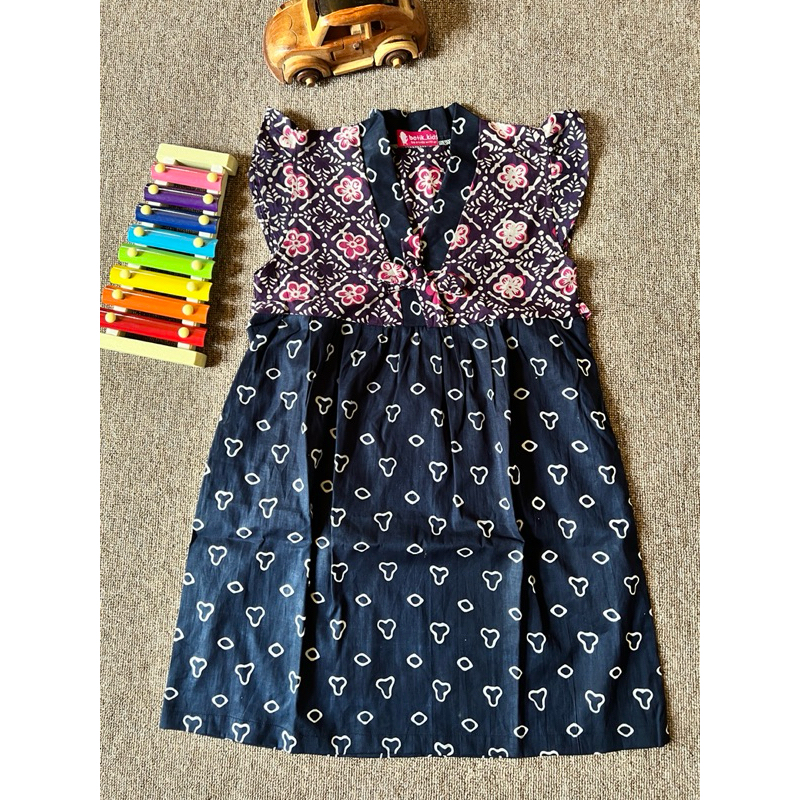 Batik Costume Dress Batik Kimono Sunny Ungu Navy Batik Premium Batik Anak Sekolah Dress Kimono Anak 