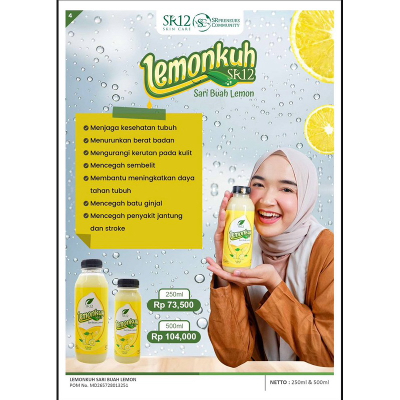 

Lemonkuh SR12 Sari Buah Lemon POM No. MD265728013251 Netto : 250ml & 500ml