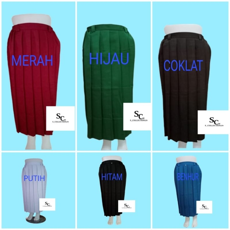 ROK SEKOLAH SD-Mi REMPEL / ROK SD BAHAN  LICIN MENGKILAP / ROK SERAGAM  SD PANJANG KAIN LICIN