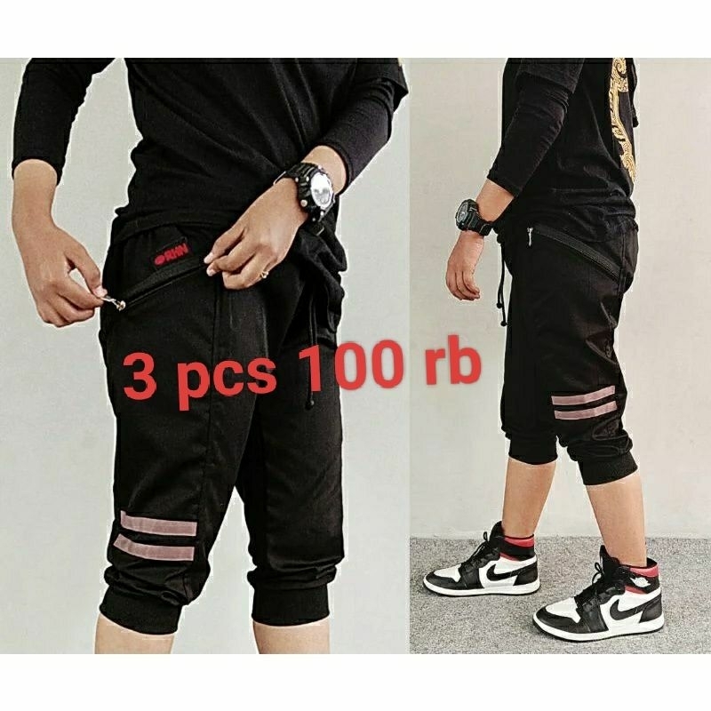 PROMO 100 DAPAT 3 CELANA pendek jogger pants 3/4 pria