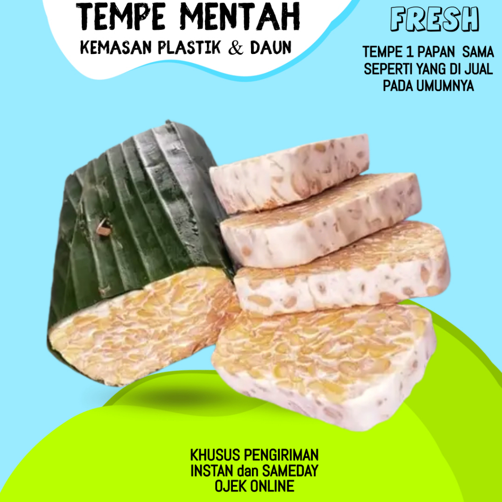 

Tempe Fermentasi Kedelai Mentah Buskus Daun Pisang Plastik 1 Papan