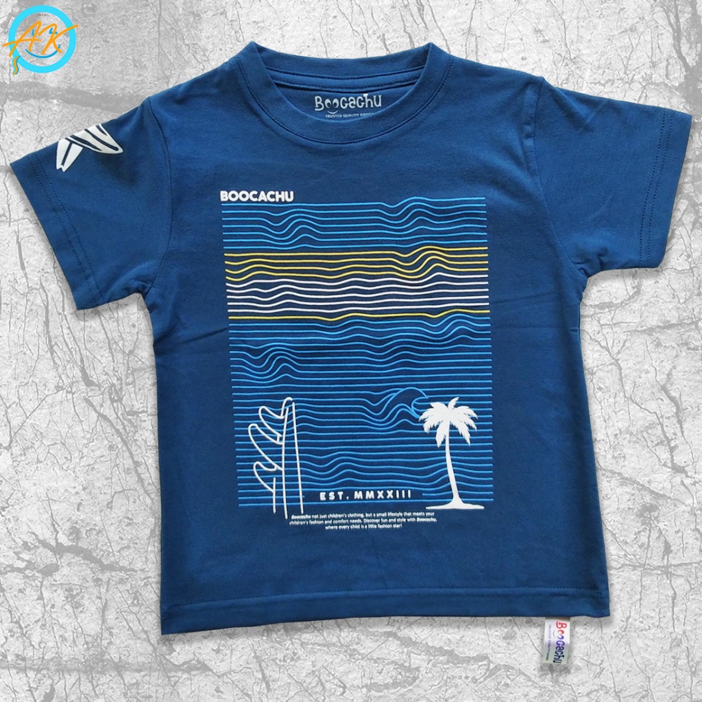 kaos anak keren biru denim surfing