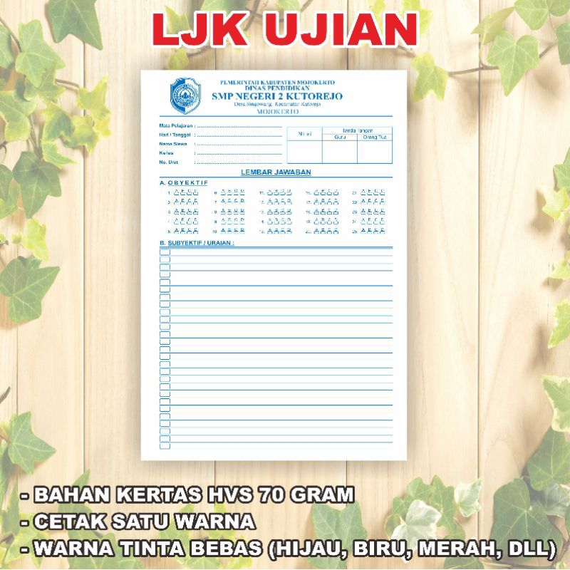 

LJK Ujian Siswa / Lembar Jawaban HVS folio 70 GSM (1 rim = 500 lembar)