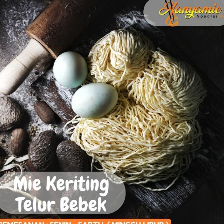 

Terlaris Mie ayam bakmi mentah hanyamie dengan telur bebek isi 1 pcs