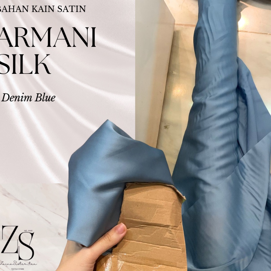 MEGA SALE Kain Armani Armany Silk Premium Quality Armani Silk Polos Warna Biru Denim Blue