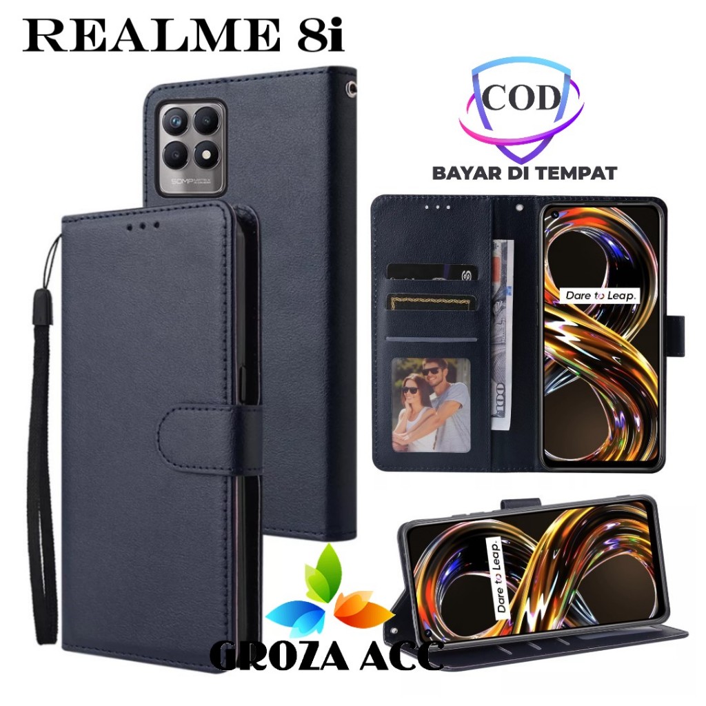 Flip Case realme 8i Case Wallet Kulit Casing Dompet Case Wallet Leather Flip Case realme 8i Casing h