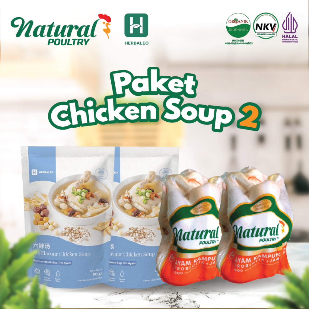 

2 Ayam Kampung Mini + 2 Herbaleo Six Treasure (Paket Chicken Soup 2)
