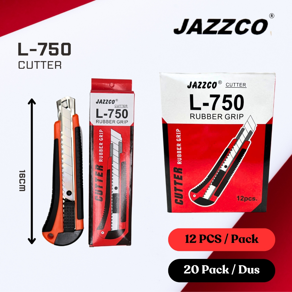 

Grosir 1 Dus (240 Pcs)Cutter Kater Besar Jazzco / Cutter Model L-750 JAZZCO