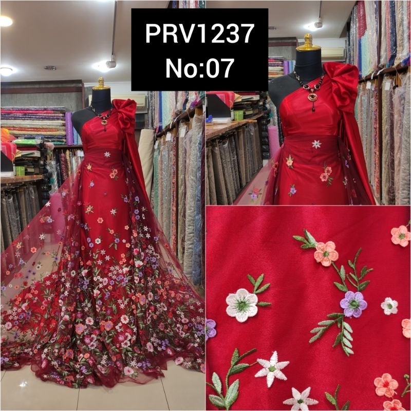 kain Tile Brokat 3D Bunga Valentino Garden PRV1237 No:Maron