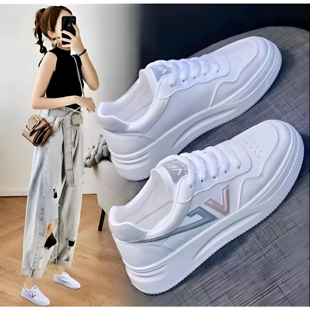 STOK TIPIS SEPATU Sneakers Wanita Korean Style Platform Trendy Sepatu Sport Casual Olahrga Terlaris