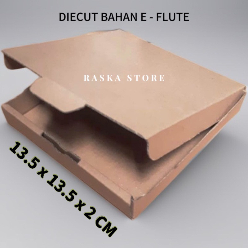 

Kardus Karton Box UK 13,5 x 13,5 x 2 Cm Model DieCut Pizza