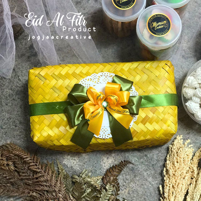 HAMPERS LEBARAN | Besek Persegi Panjang Warna Pita Lebaran 30 x 15 cm Besek Kue Besek Besek Unik Spe
