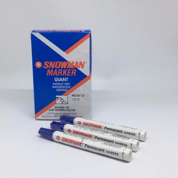 

SPIDOL SNOWMAN PERMANENT & BOARDMARKER HITAM & BIRU 1 LUSIN (12 PCS/BUAH)